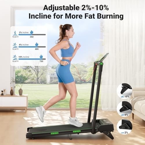 Foldable Under Desk Treadmill 12KM/H LED Remote Incline Shock Absorb - Kwikley