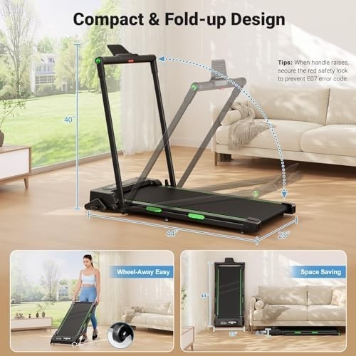 Foldable Under Desk Treadmill 12KM/H LED Remote Incline Shock Absorb - Kwikley