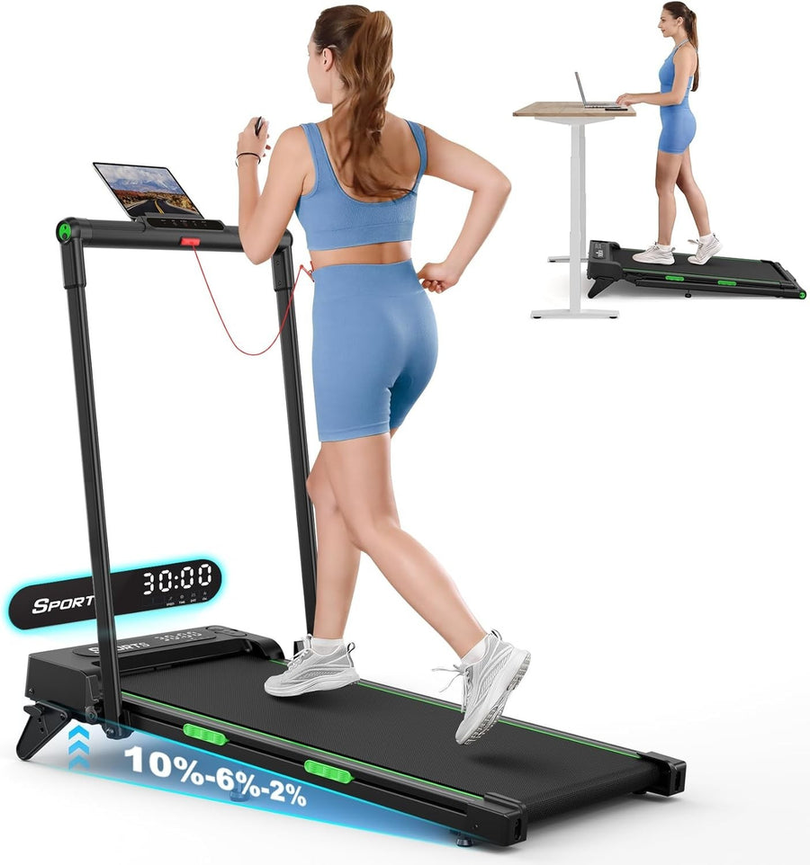 Foldable Under Desk Treadmill 12KM/H LED Remote Incline Shock Absorb - Kwikley