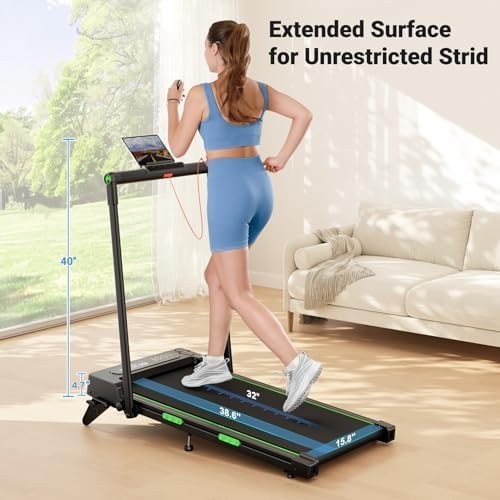 Foldable Under Desk Treadmill 12KM/H LED Remote Incline Shock Absorb - Kwikley