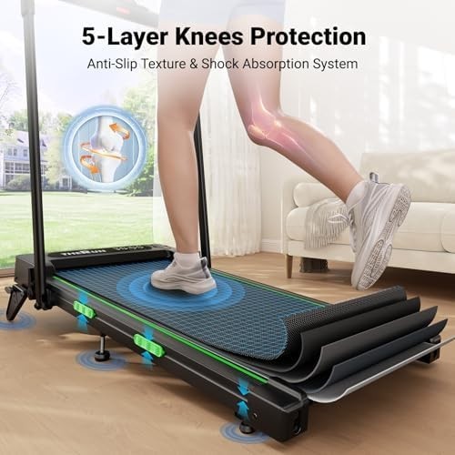 Foldable Under Desk Treadmill 12KM/H LED Remote Incline Shock Absorb - Kwikley