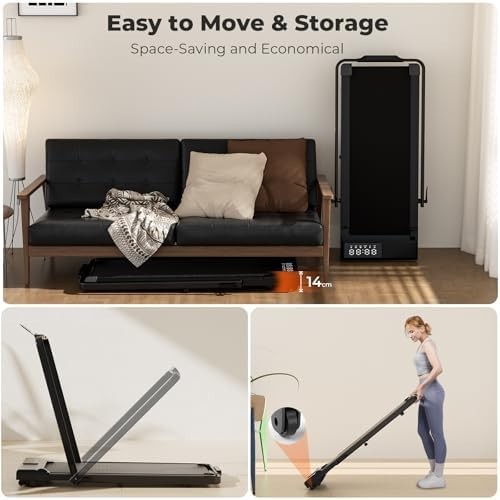 Foldable Under Desk Treadmill 12KM/H with APP & Social Fitness Features - Kwikley