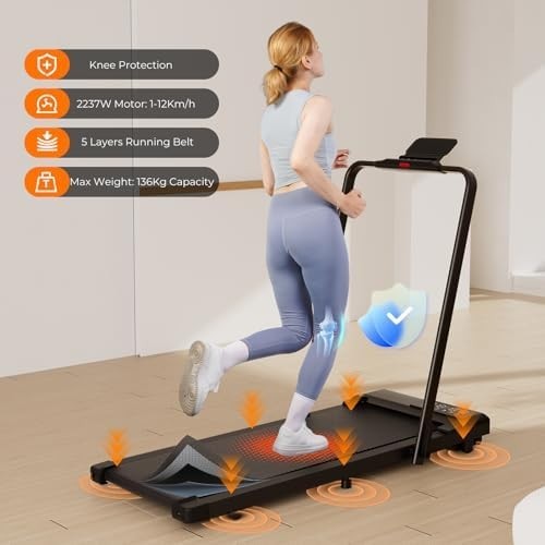 Foldable Under Desk Treadmill 12KM/H with APP & Social Fitness Features - Kwikley