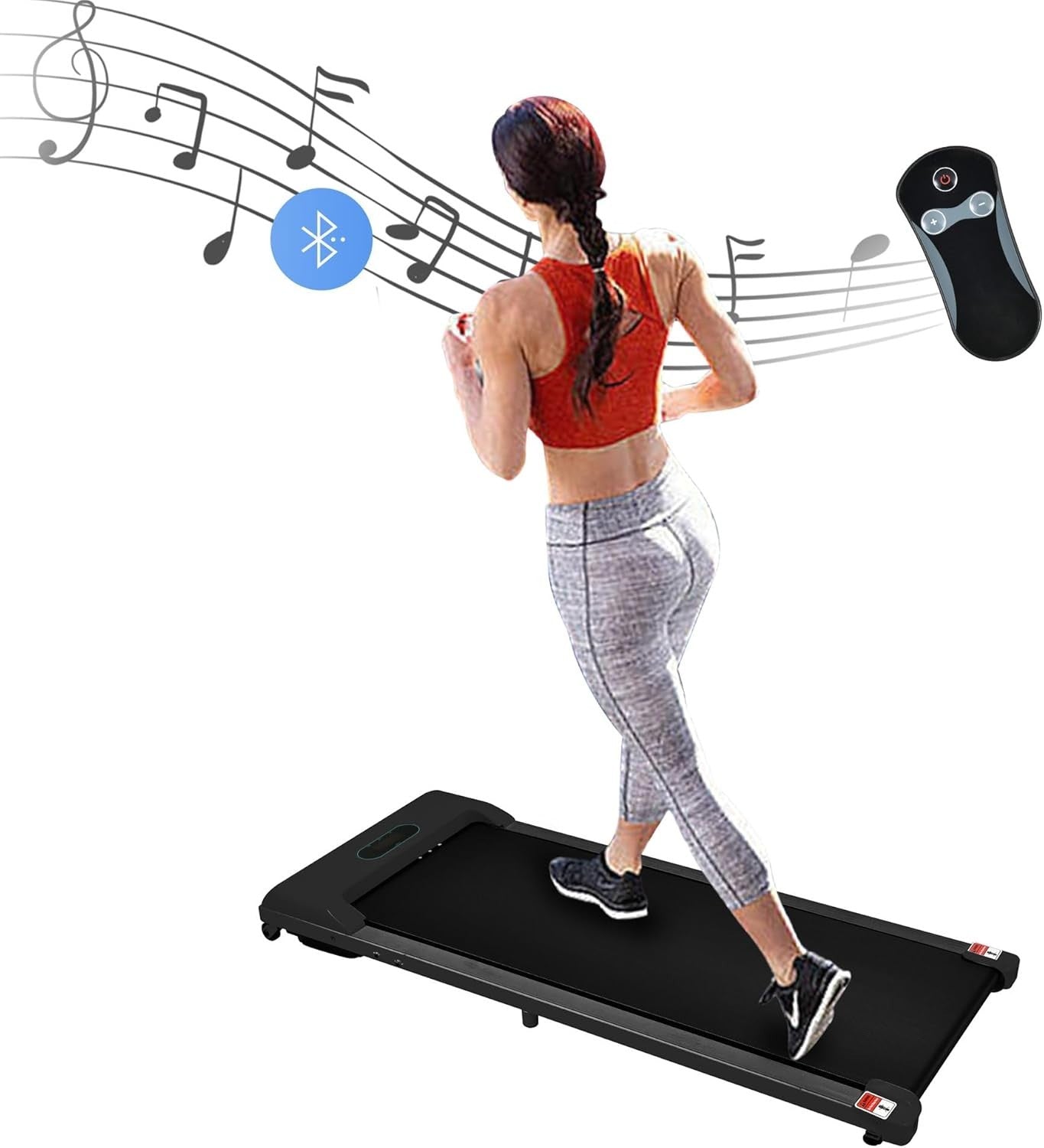 Foldable Under Desk Treadmill 2 - in - 1 LED Display Bluetooth Black - Kwikley