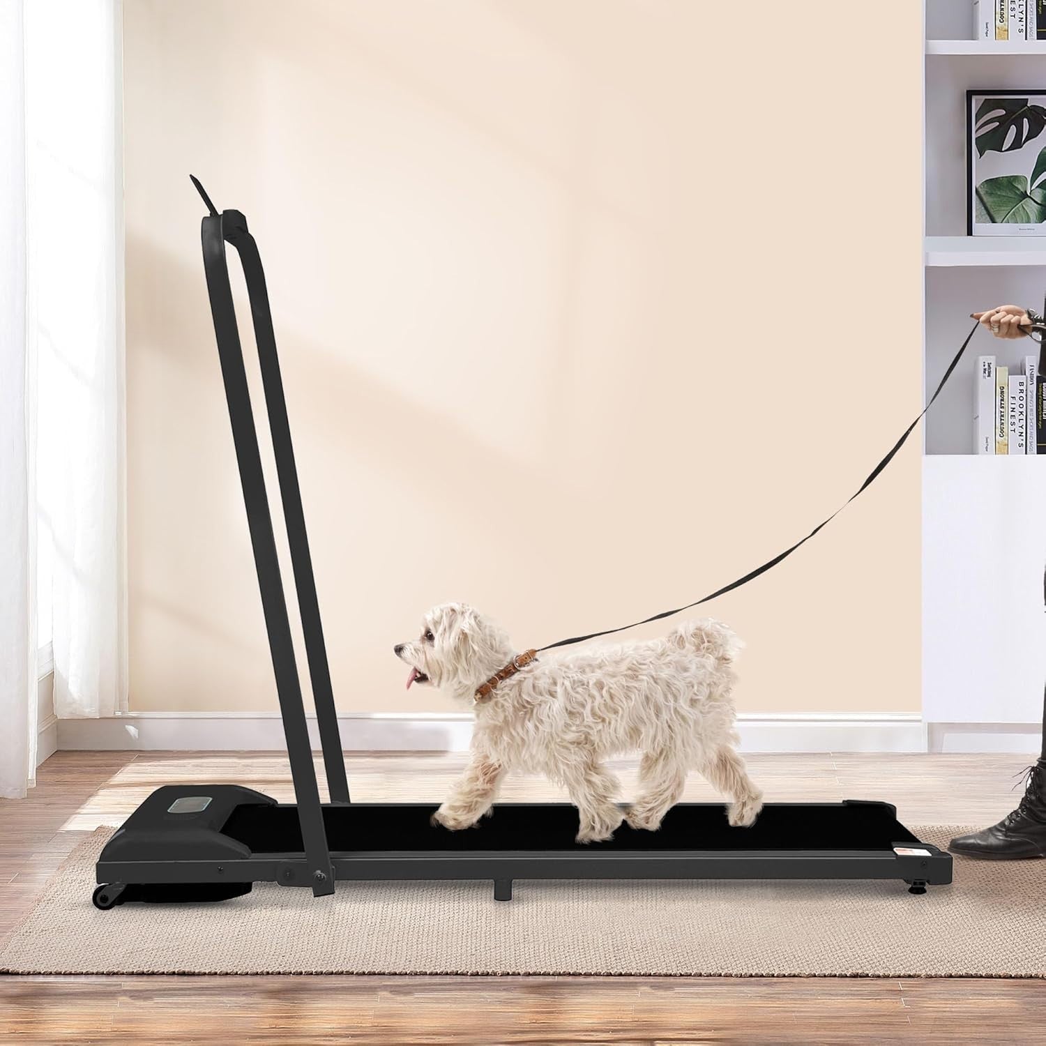 Foldable Under Desk Treadmill 2 - in - 1 LED Display Bluetooth Black - Kwikley