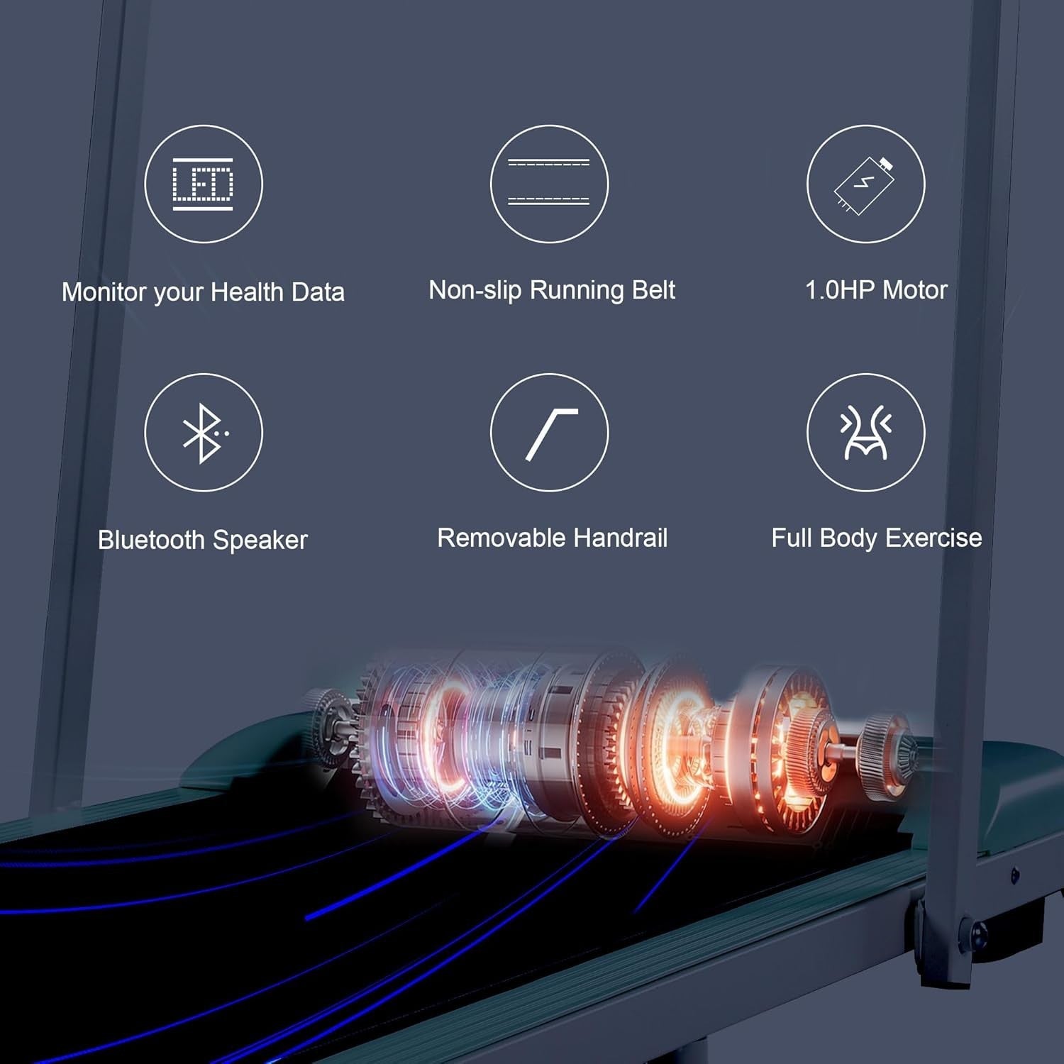 Foldable Under Desk Treadmill 2 - in - 1 LED Display Bluetooth Pink - Kwikley