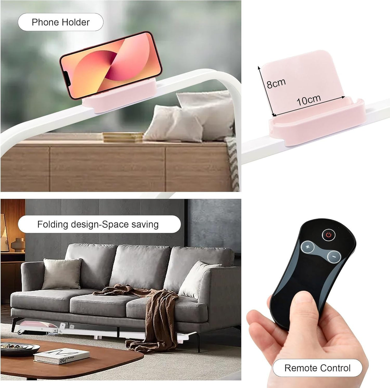 Foldable Under Desk Treadmill 2 - in - 1 LED Display Bluetooth Pink - Kwikley