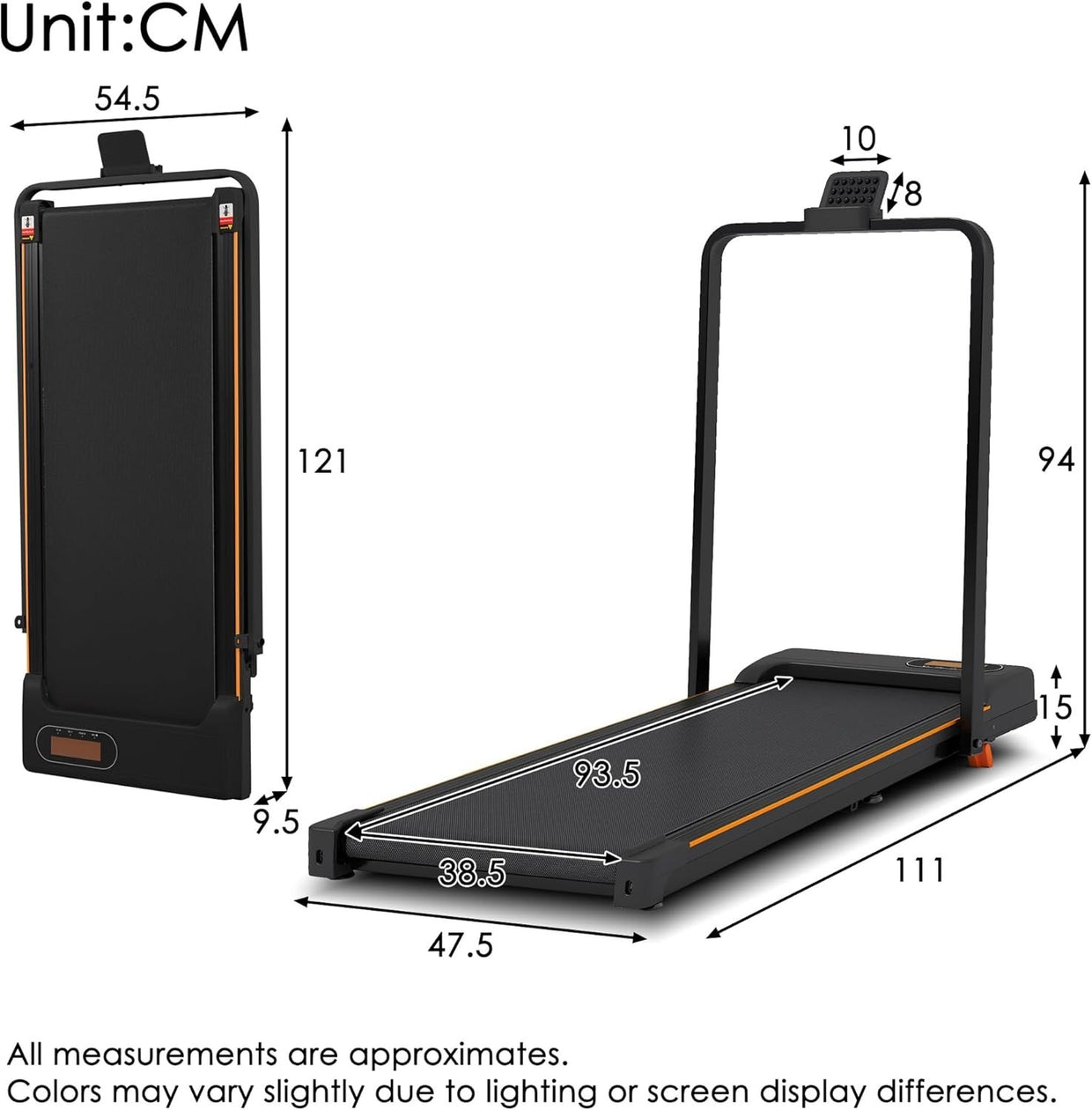 Foldable Under Desk Treadmill 2 - in - 1 Walking Jogging Running Machine - Kwikley