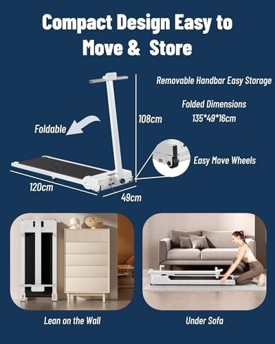 Foldable Under Desk Treadmill 2.5HP LED Display Home Office Gym Pad - Kwikley
