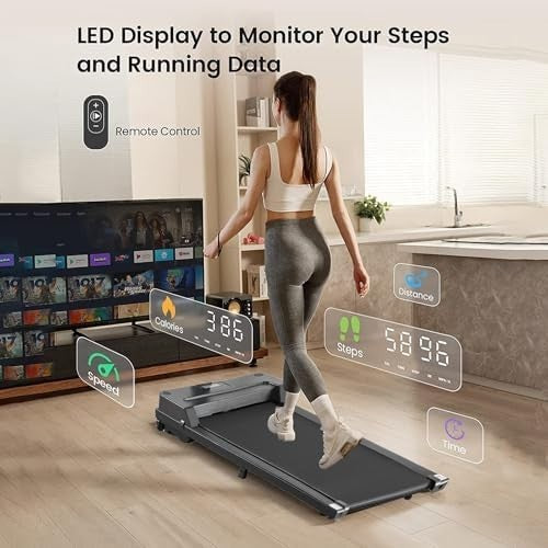 Foldable Under Desk Treadmill 2.5HP LED Display Home Office Gym Pad - Kwikley