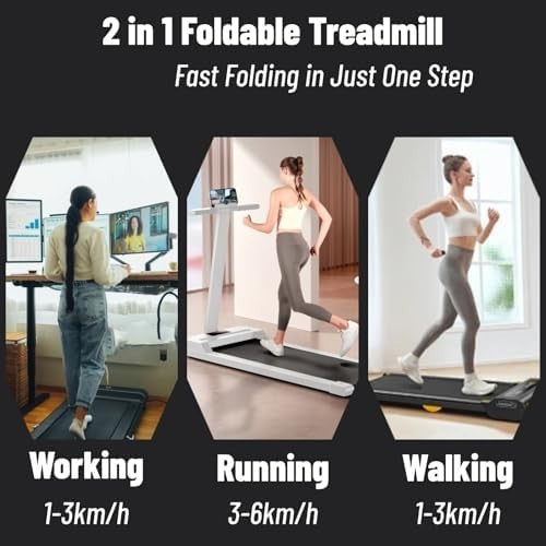 Foldable Under Desk Treadmill 2.5HP LED Display Home Office Gym Pad - Kwikley