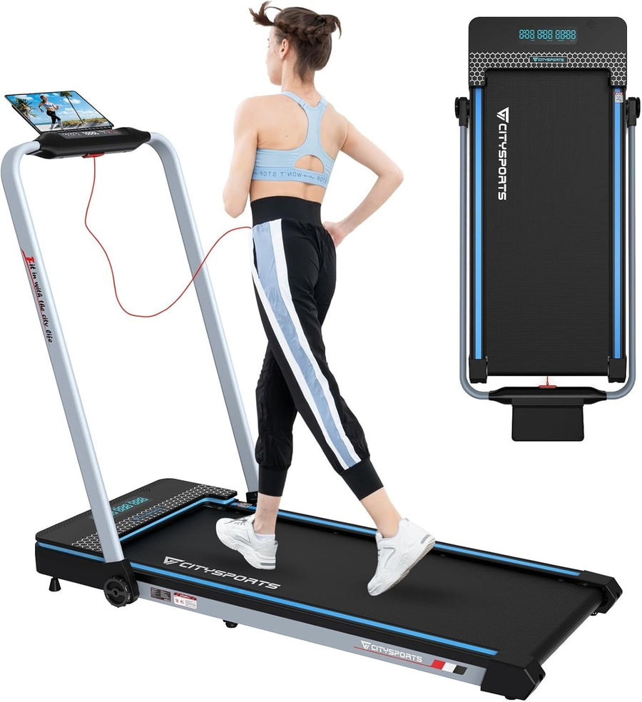 Foldable Under Desk Treadmill 2HP LED Display Bluetooth Walking Running Gym - Kwikley