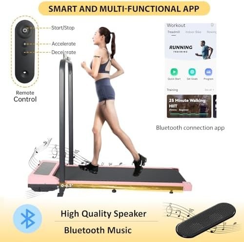 Foldable Under Desk Treadmill with Incline, App Control & Bluetooth Music - Kwikley