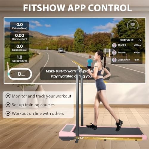 Foldable Under Desk Treadmill with Incline, App Control & Bluetooth Music - Kwikley