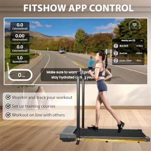 Foldable Under Desk Treadmill with Incline, App Control & Bluetooth Speaker - Kwikley