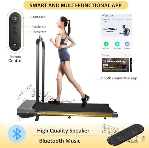 Foldable Under Desk Treadmill with Incline, App Control & Bluetooth Speaker - Kwikley