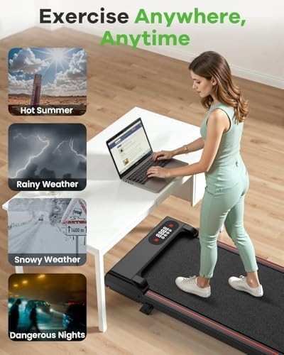 Foldable Under Desk Walking Treadmill 7% Incline LED Remote - Kwikley