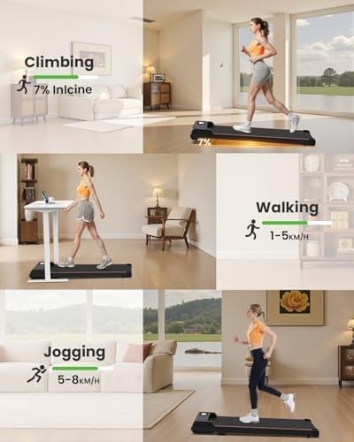 Foldable Under Desk Walking Treadmill 7% Incline LED Remote - Kwikley