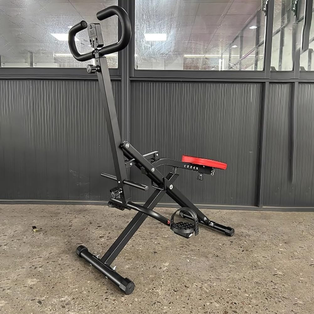 Foldable Upright Squat Rowing Machine w Display Adjustable Seat - Kwikley