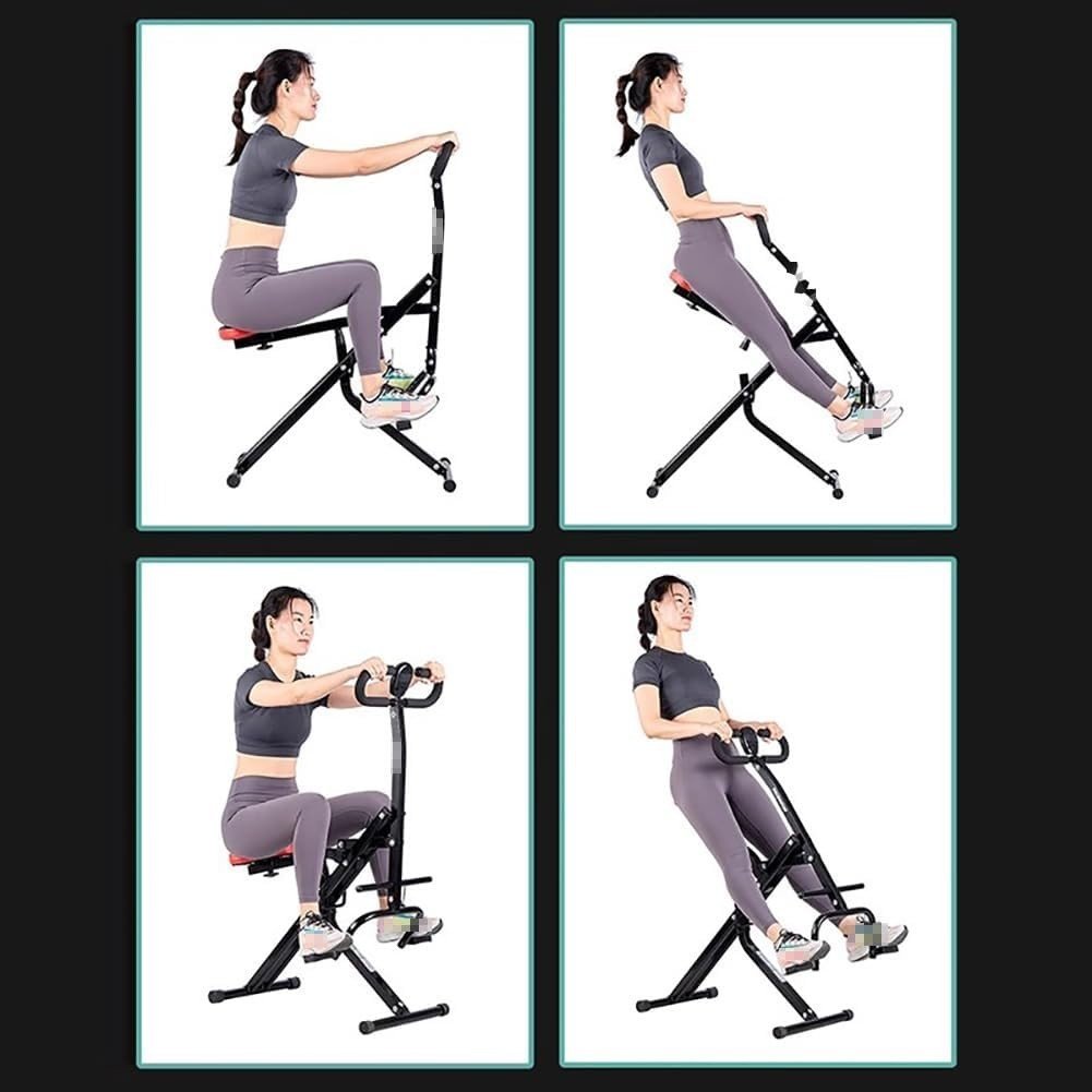 Foldable Upright Squat Rowing Machine w Display Adjustable Seat - Kwikley
