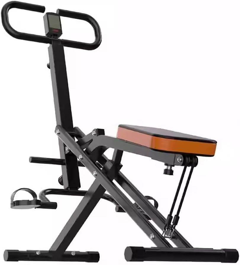 Foldable Upright Squat Rowing Machine w Display Adjustable Seat - Kwikley