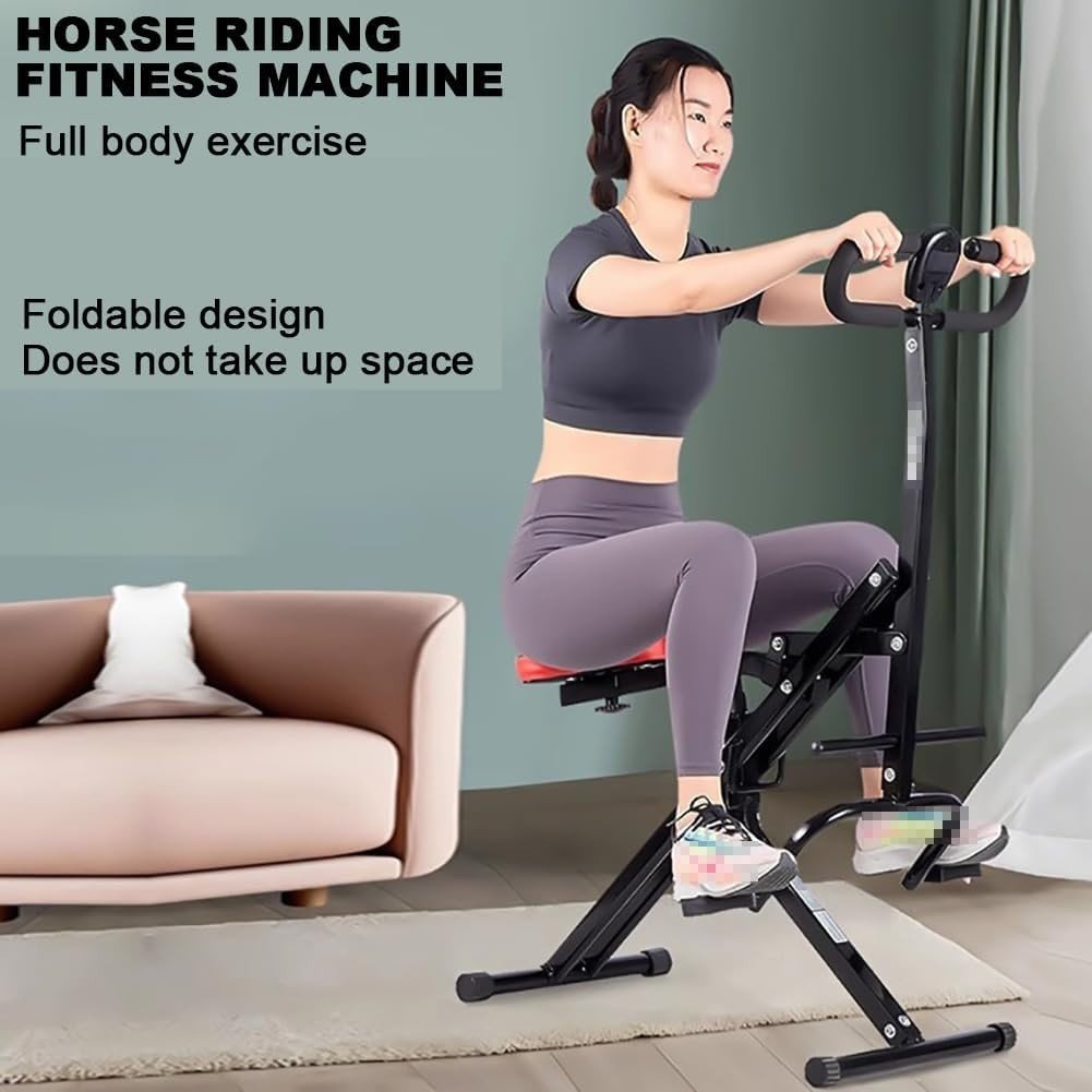 Foldable Upright Squat Rowing Machine w Display Adjustable Seat - Kwikley