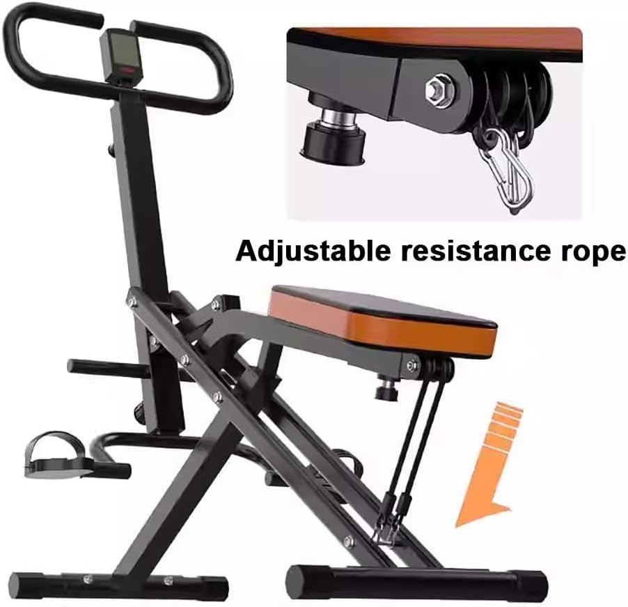 Foldable Upright Squat Rowing Machine w Display Adjustable Seat - Kwikley