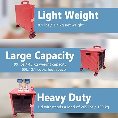 Foldable Utility Cart 50L Grocery & Travel Trolley with Telescopic Handle - Kwikley
