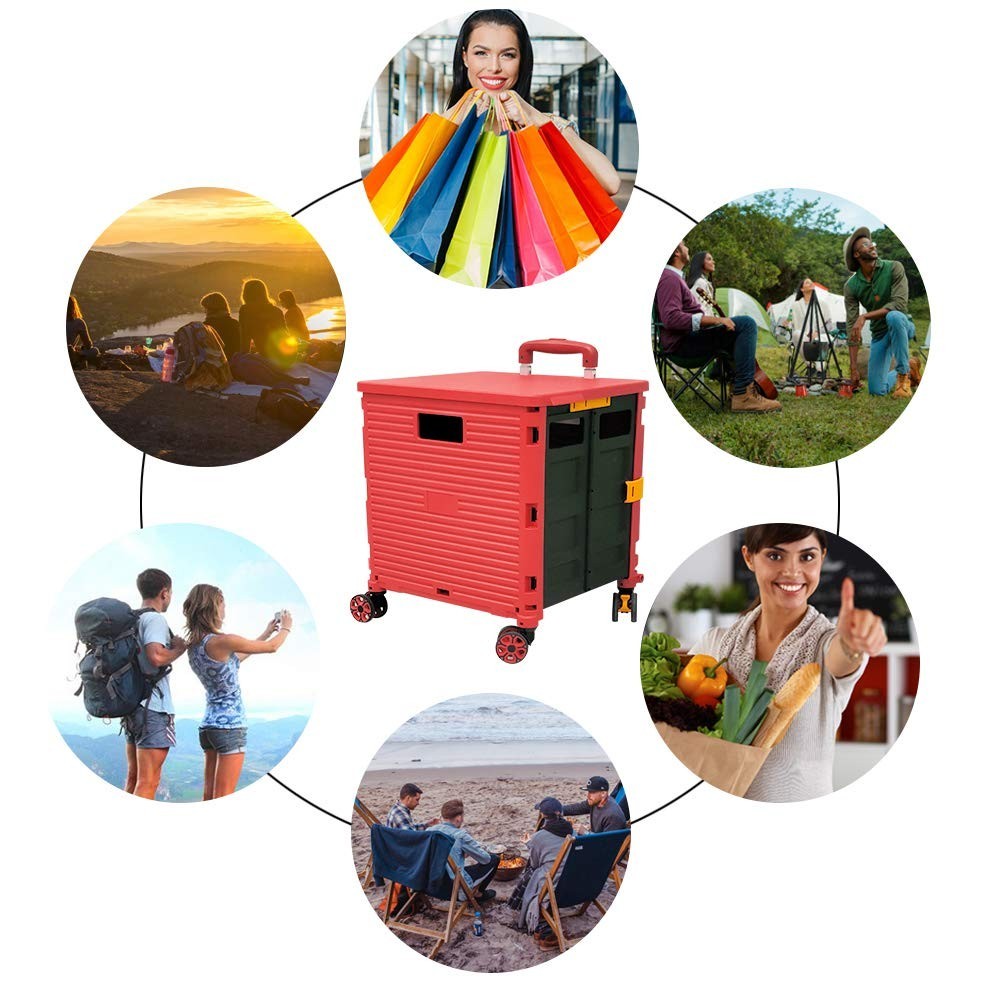 Foldable Utility Cart 50L Grocery & Travel Trolley with Telescopic Handle - Kwikley