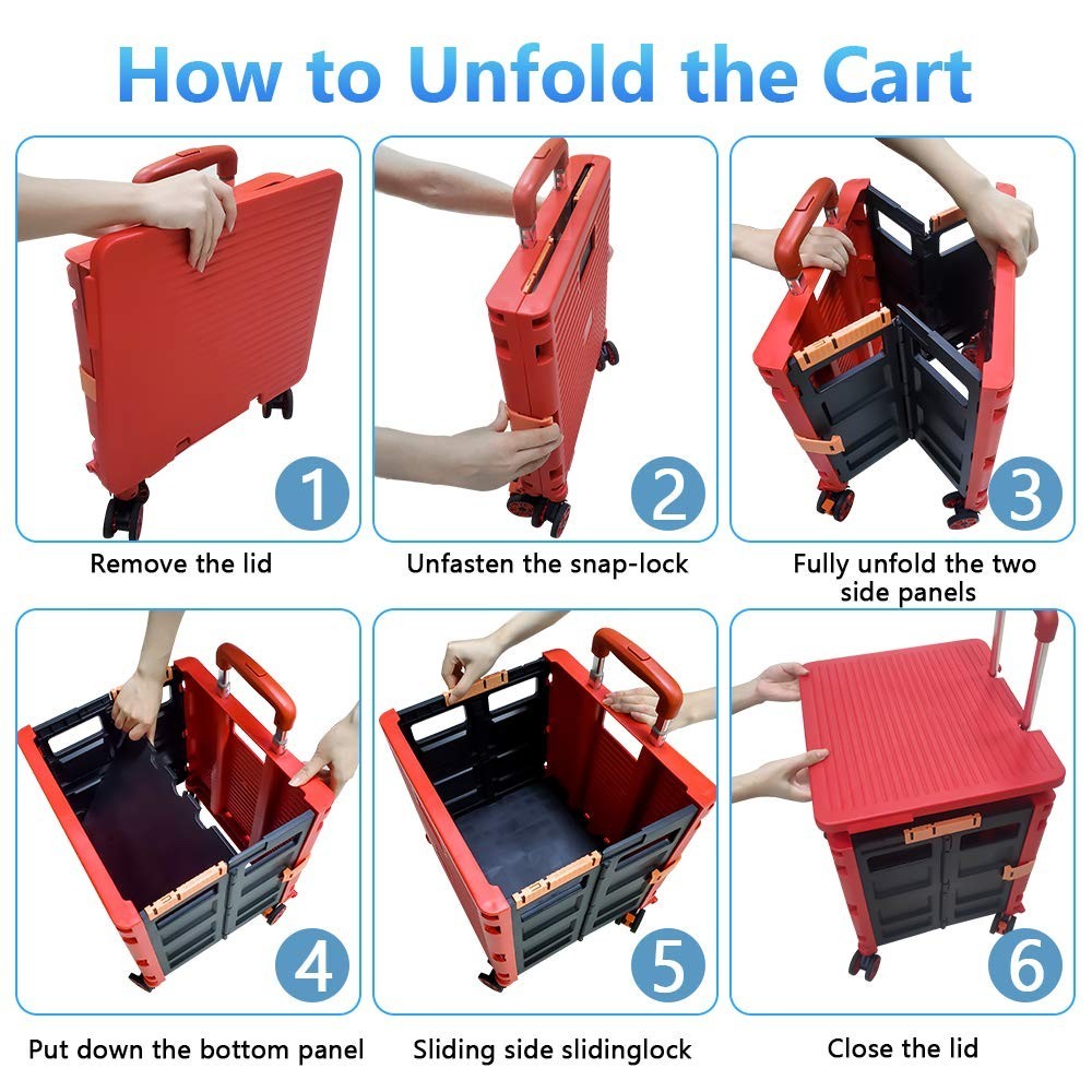 Foldable Utility Cart 50L Grocery & Travel Trolley with Telescopic Handle - Kwikley