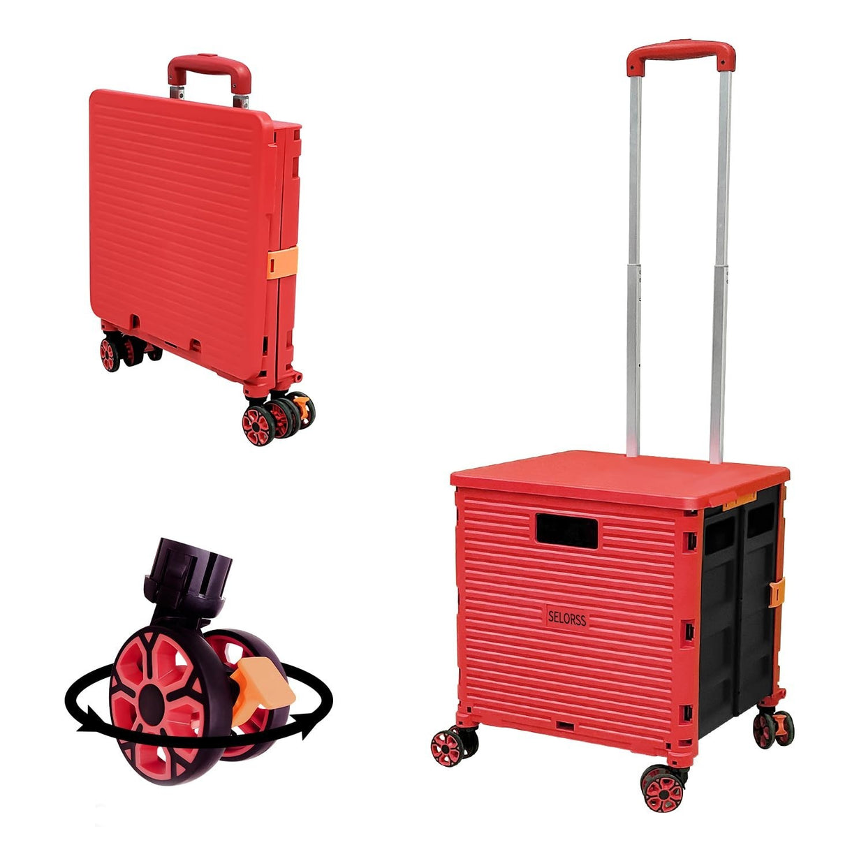 Foldable Utility Cart 50L Grocery & Travel Trolley with Telescopic Handle - Kwikley