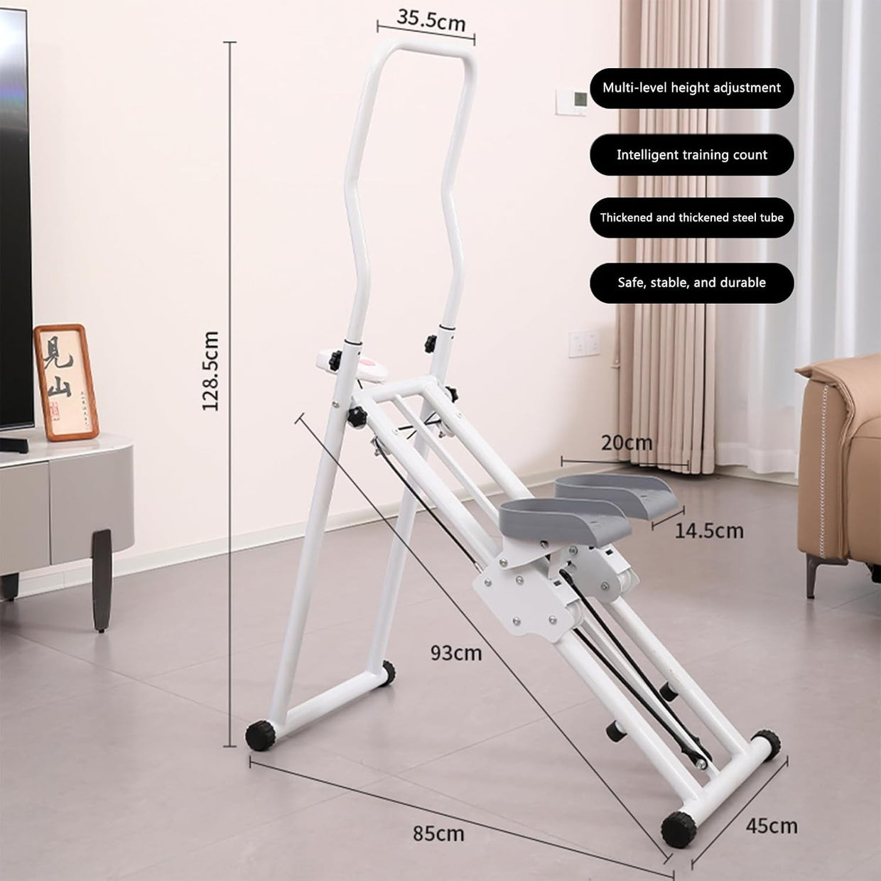 Foldable Vertical Climber for Home w/ LCD Monitor, Adjustable Handles & Pedals - Kwikley