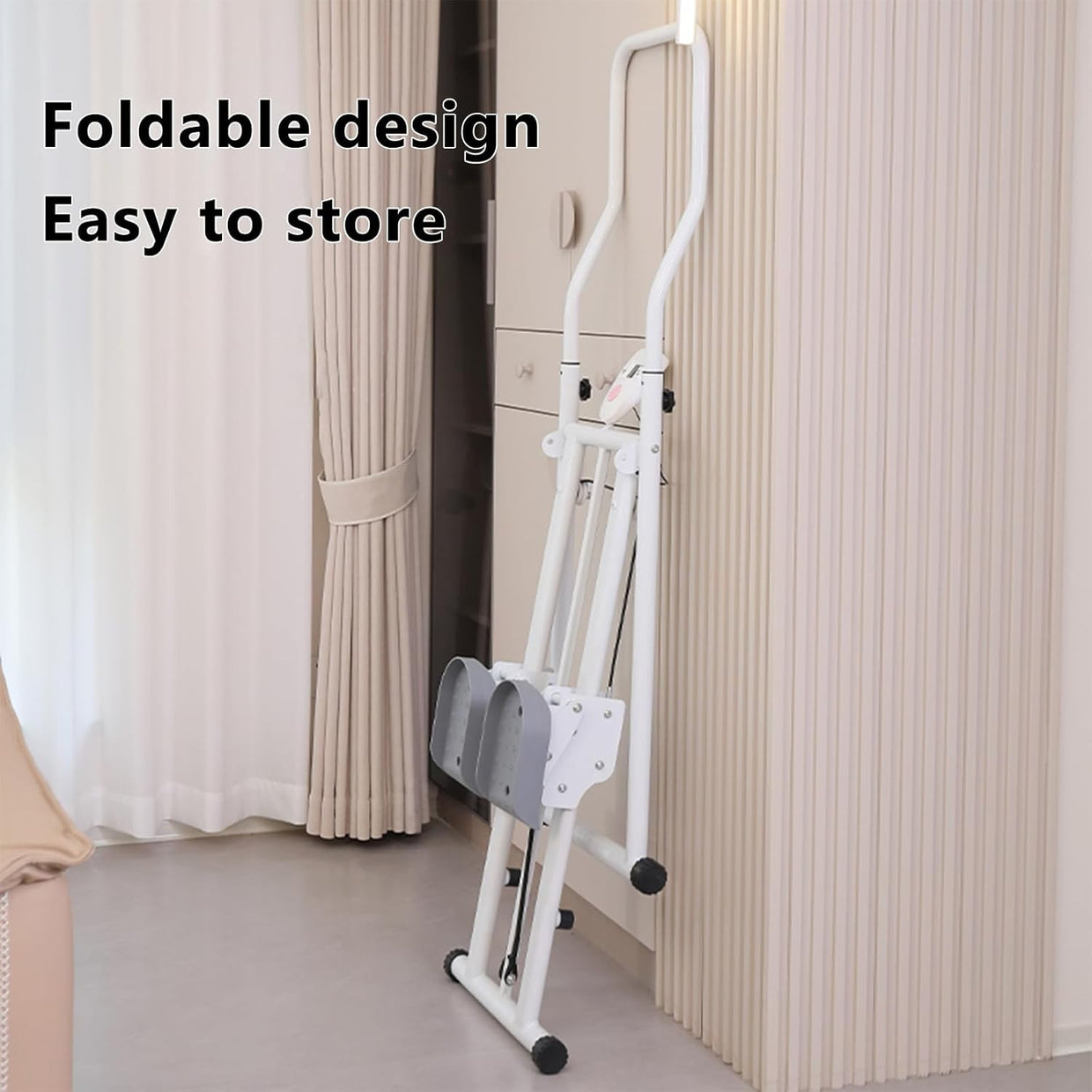 Foldable Vertical Climber for Home w/ LCD Monitor, Adjustable Handles & Pedals - Kwikley