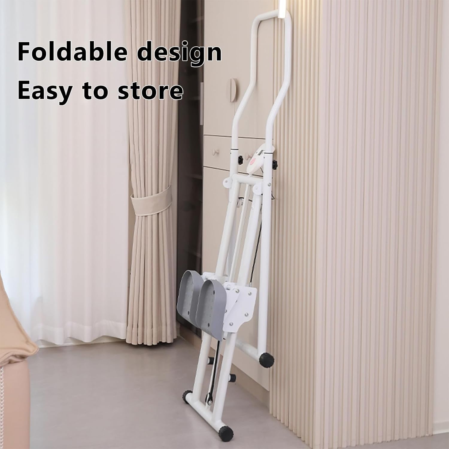Foldable Vertical Climber for Home w/ LCD Monitor, Adjustable Handles & Pedals - Kwikley