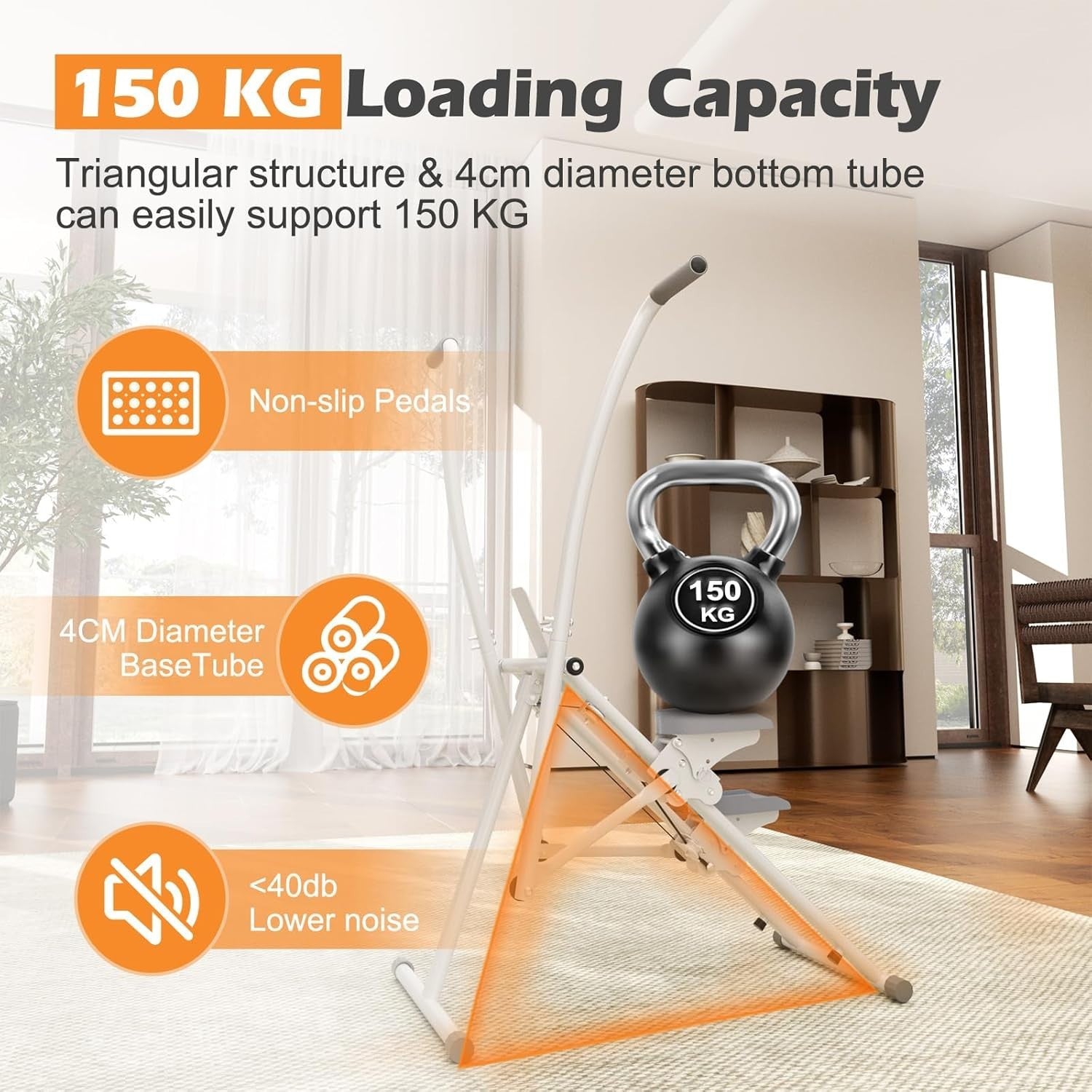 Foldable Vertical Climber Machine w/ LCD Monitor, Adjustable Pedals – White - Kwikley