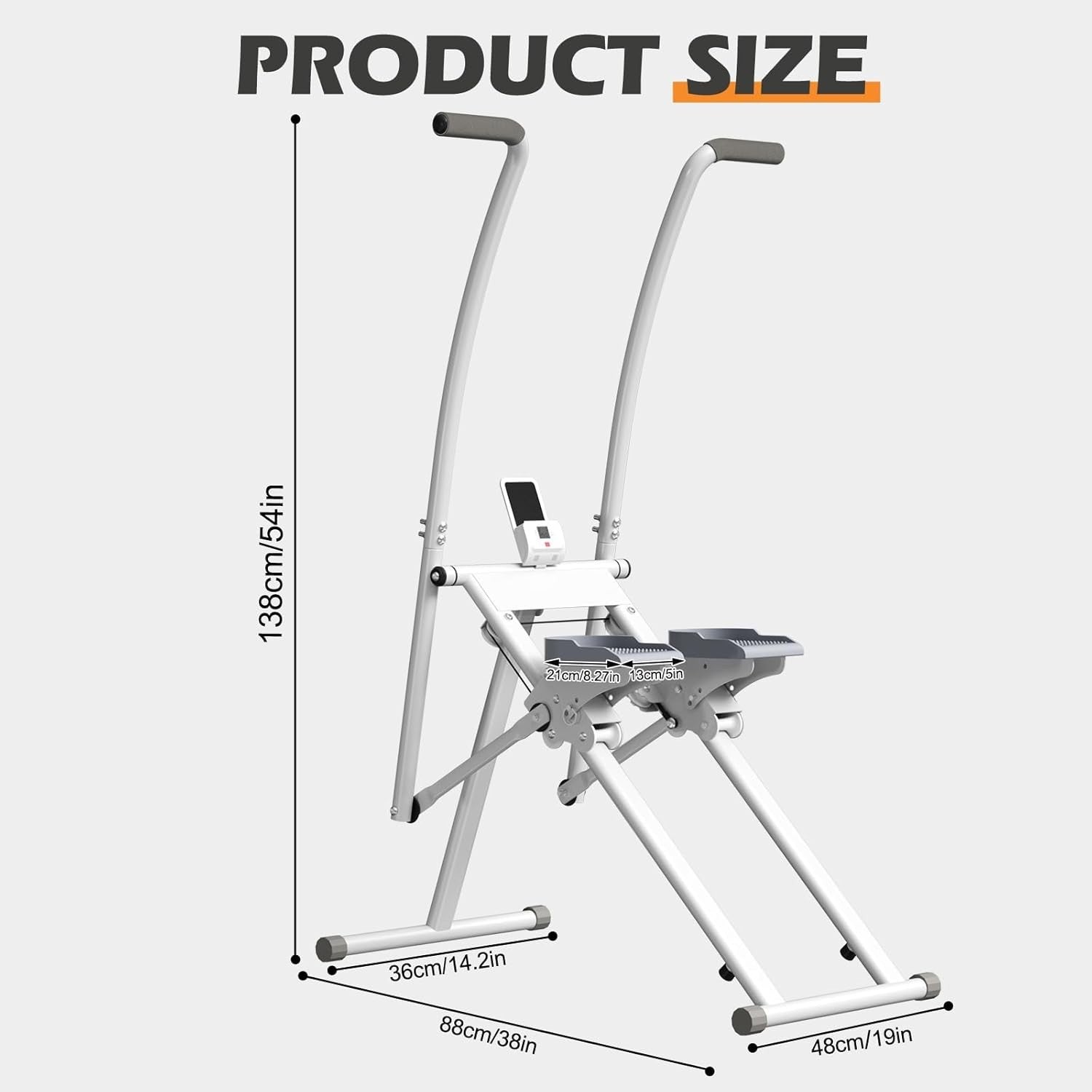Foldable Vertical Climber Machine w/ LCD Monitor, Adjustable Pedals – White - Kwikley
