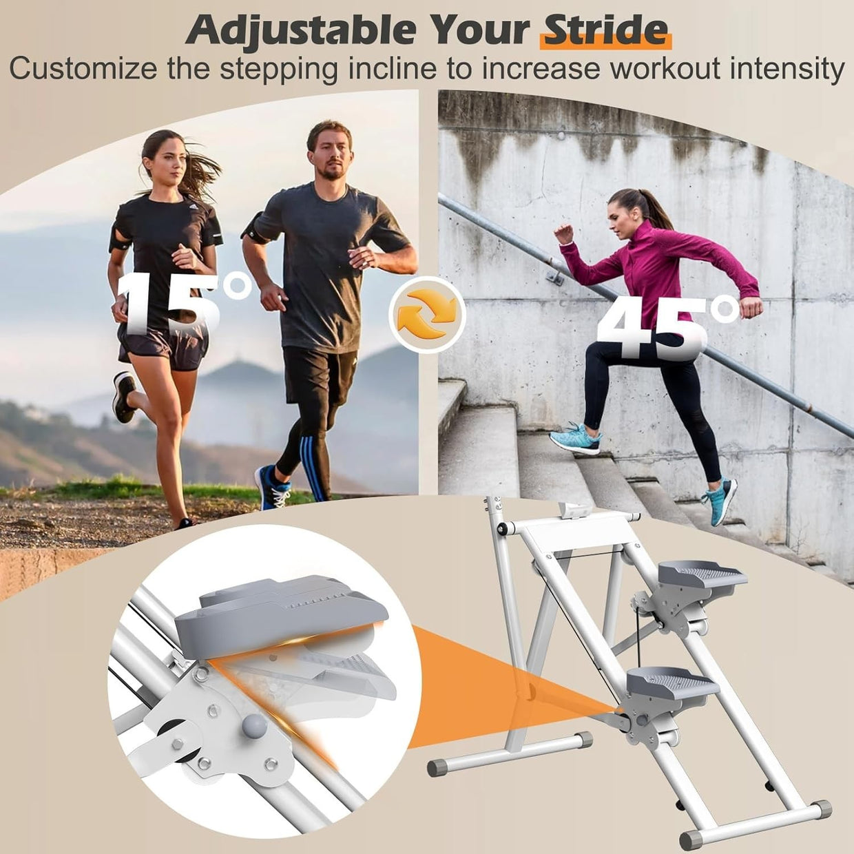 Foldable Vertical Climber Machine w/ LCD Monitor, Adjustable Pedals – White - Kwikley