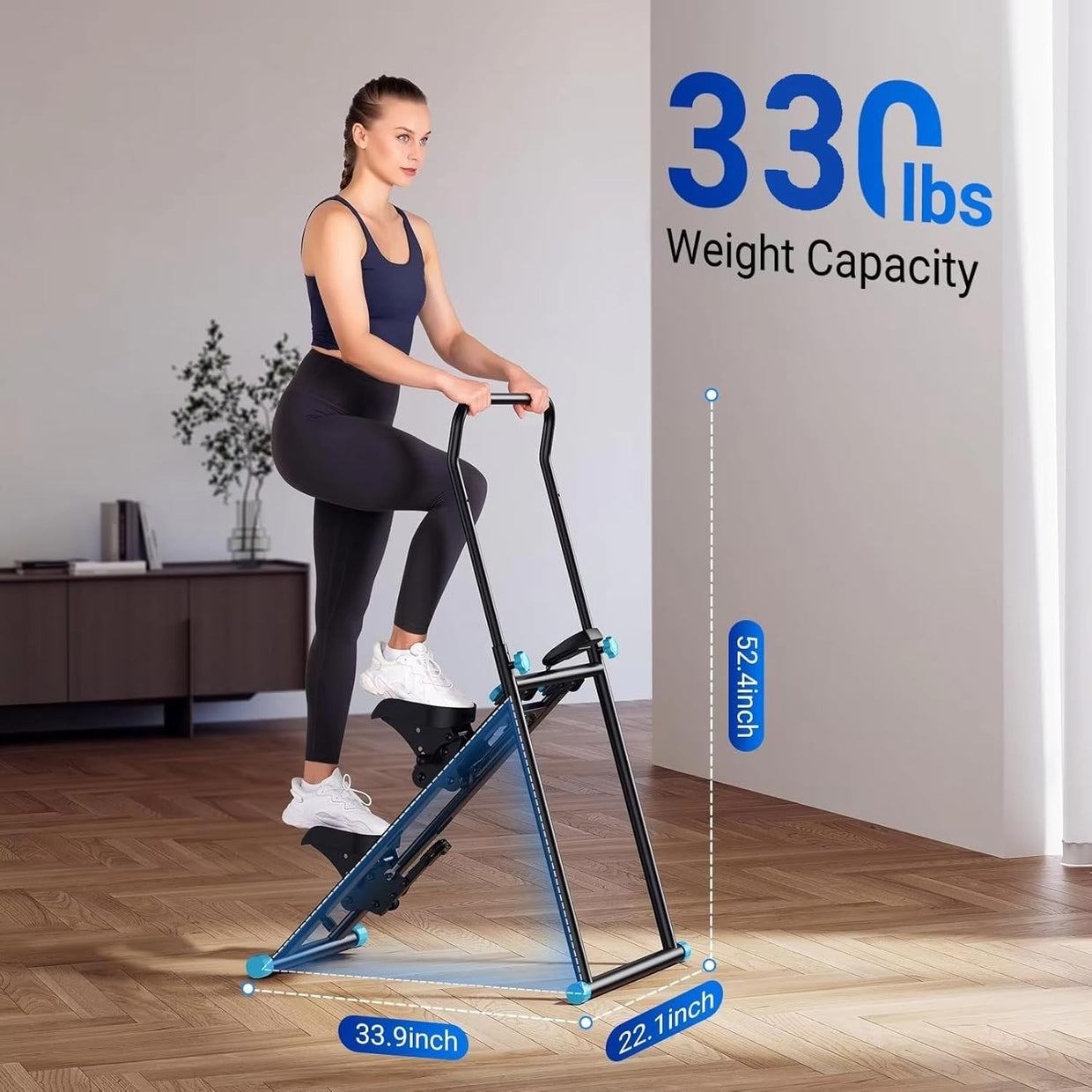 Foldable Vertical Climber Stair Stepper LED Display Adjustable Pedals 330lb - Kwikley