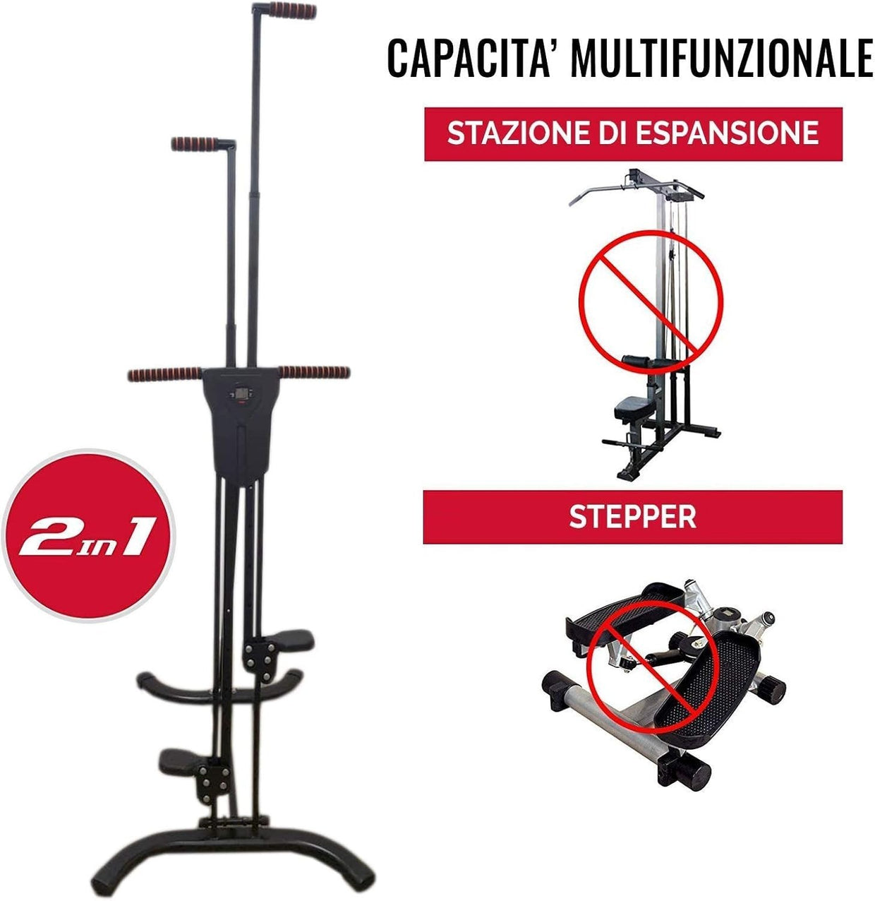 Foldable Vertical Climber Stair Stepper Machine HIIT Home Gym Trainer - Kwikley