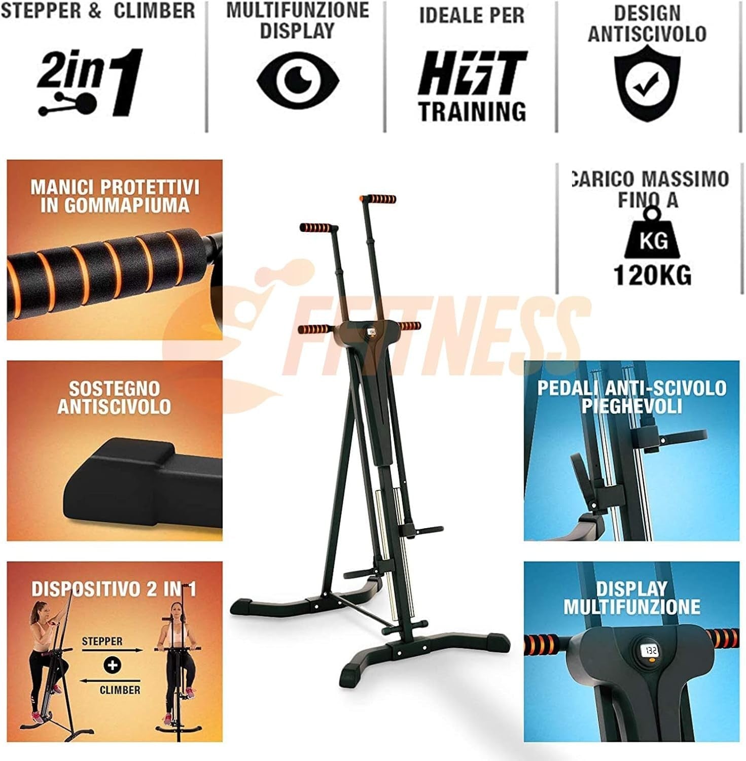 Foldable Vertical Climber Stair Stepper Machine HIIT Home Gym Trainer - Kwikley