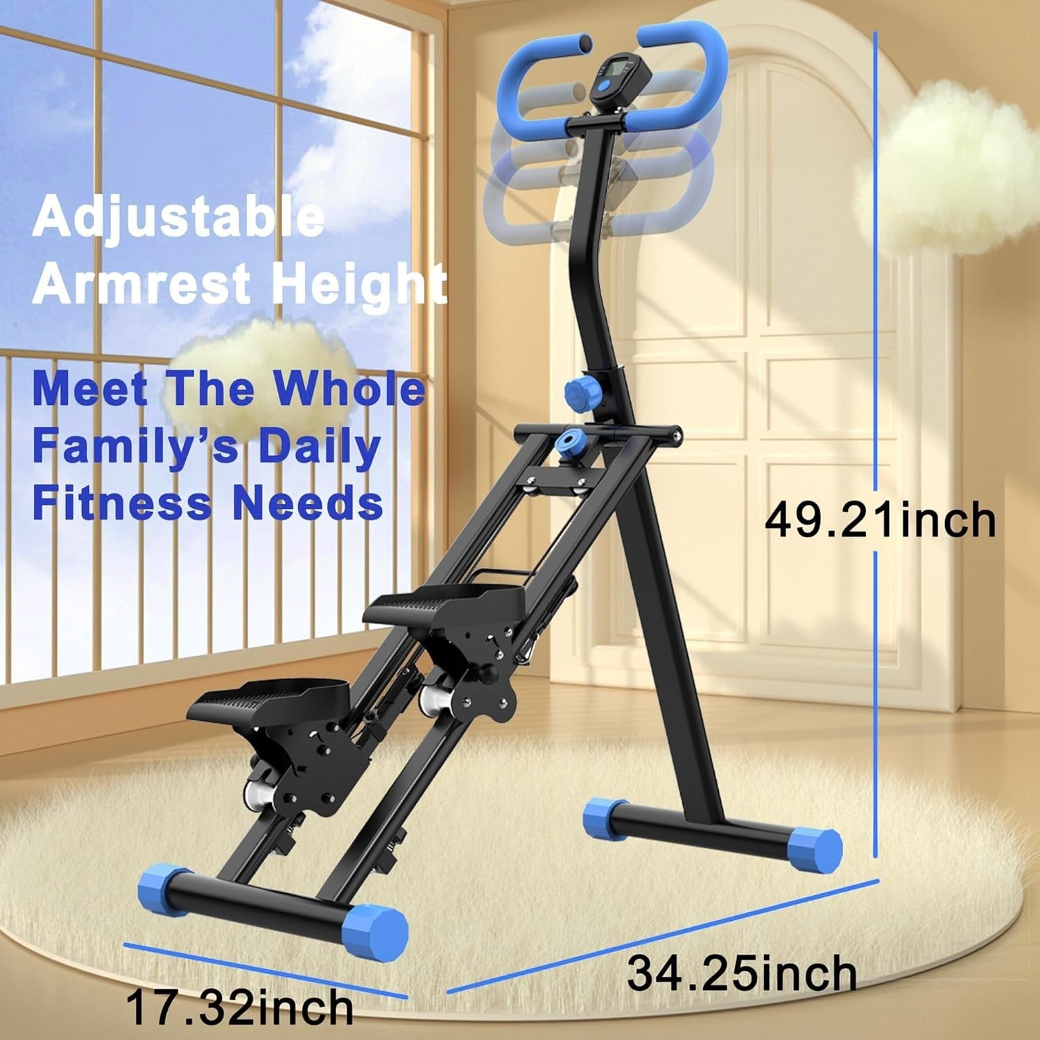 Foldable Vertical Climber Stair Stepper Pink w/ LCD Monitor & Adjustable Handles - Kwikley