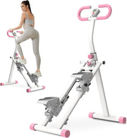 Foldable Vertical Climber Stair Stepper Pink w/ LCD Monitor & Adjustable Handles - Kwikley