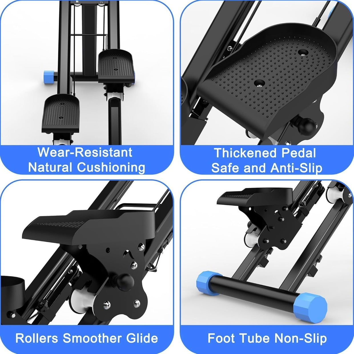 Foldable Vertical Climber Stair Stepper w/ LCD Monitor & Adjustable Handlebars - Kwikley