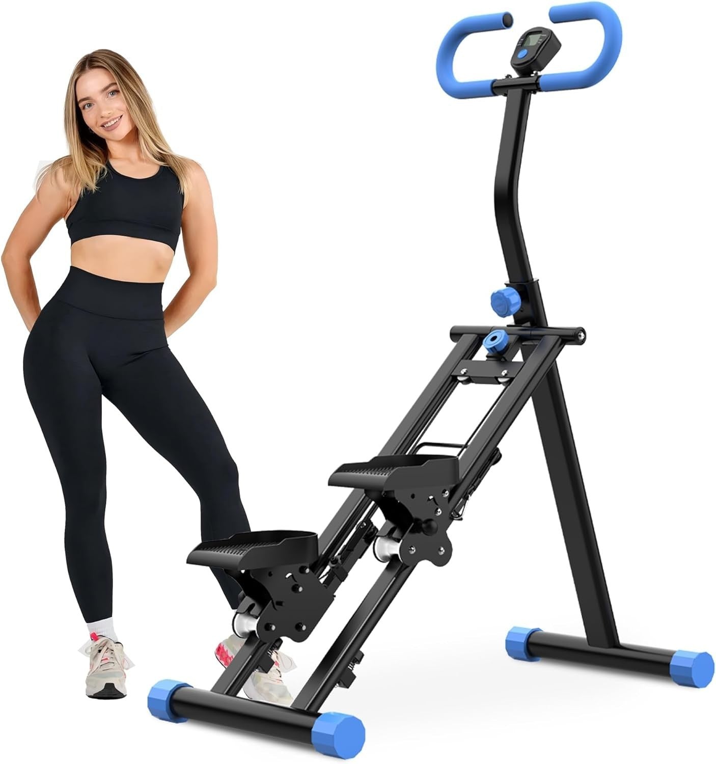 Foldable Vertical Climber Stair Stepper w/ LCD Monitor & Adjustable Handlebars - Kwikley
