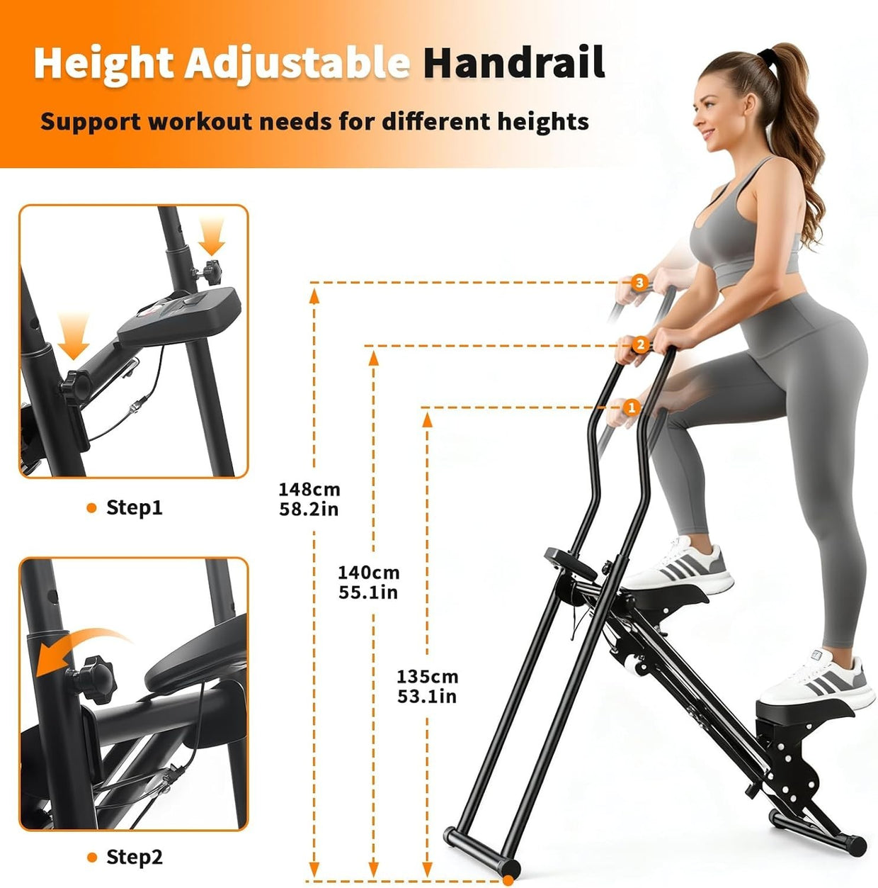 Foldable Vertical Climber Stepper w/ LCD Monitor, Adjustable Handlebar & Pedals - Kwikley