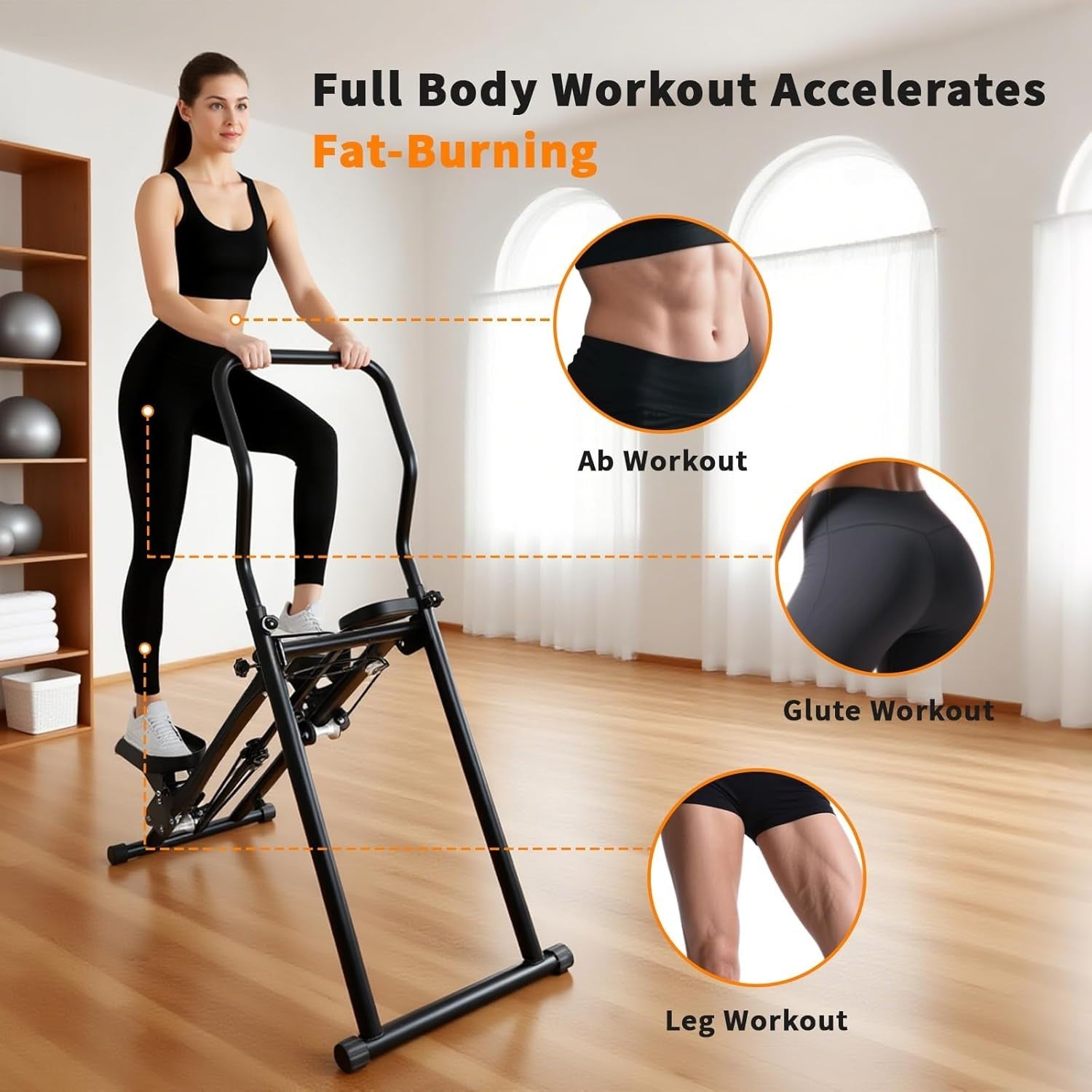 Foldable Vertical Climber Stepper w/ LCD Monitor, Adjustable Handlebar & Pedals - Kwikley