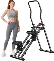 Foldable Vertical Climber Stepper w/ LCD Monitor, Wide Steps & Adjustable - Kwikley
