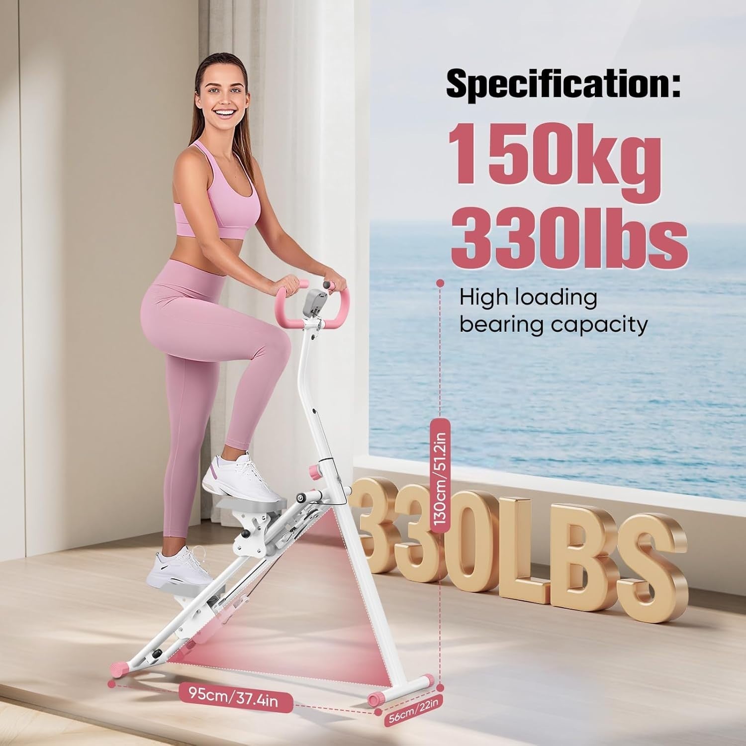 Foldable Vertical Stair Climber Stepper 300LB Capacity Quiet Home Gym Machine - Kwikley