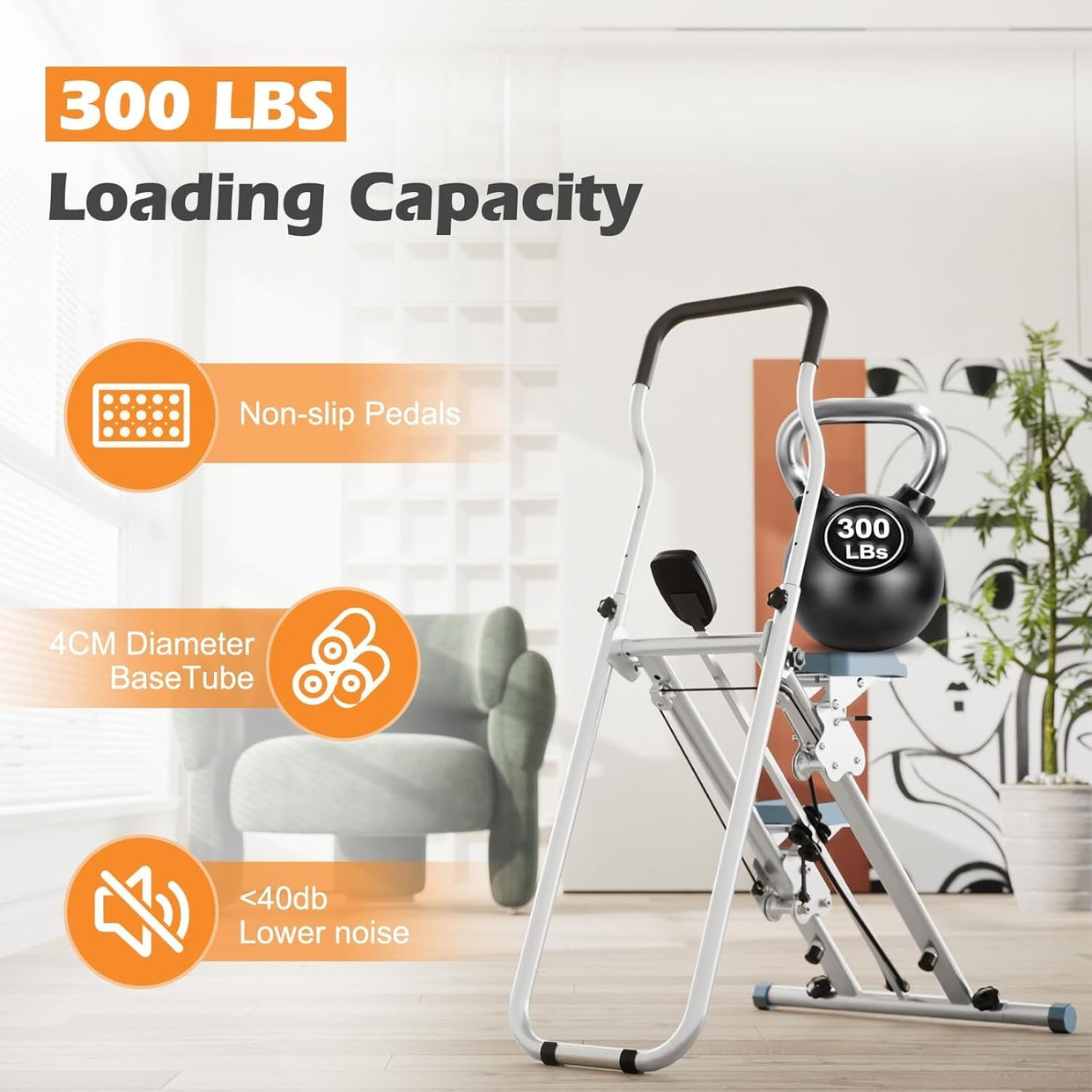Foldable Vertical Stair Climber Stepper LCD Adjustable Armrests 150kg - Kwikley