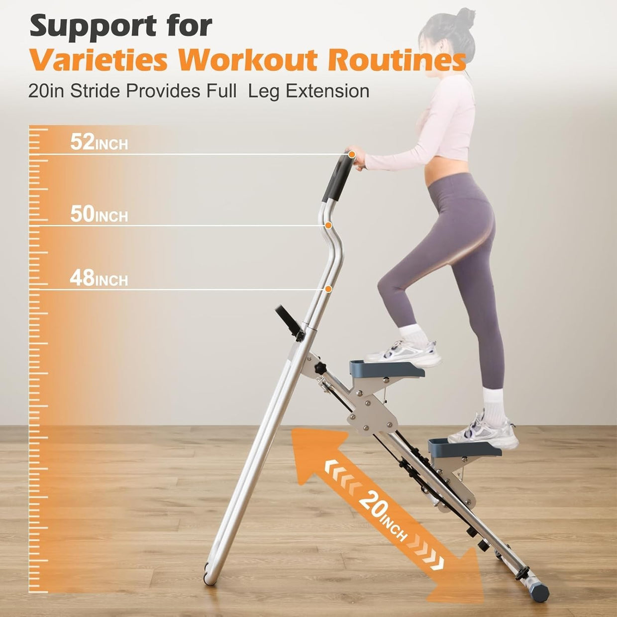 Foldable Vertical Stair Climber Stepper LCD Adjustable Armrests 150kg - Kwikley
